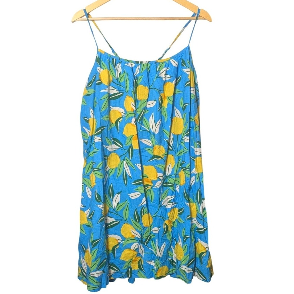 Printfresh organic cotton cami nightgown lemon zest print Aqua XL lounge wear